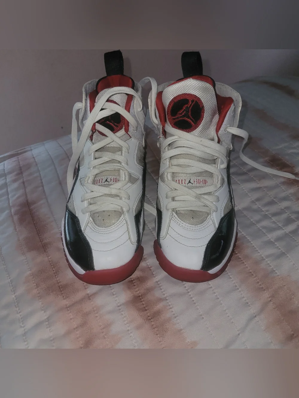 Jordan Two Trey Kids Shoes White Black and Red Size 4.5Y - Picture 8 of 10